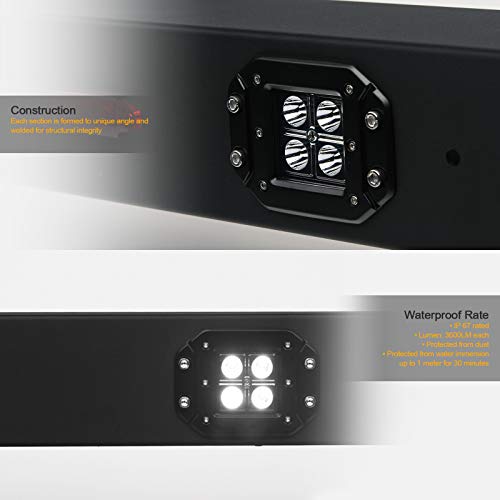 Stehlen 733469495291 Universal Adjustable Truck Bed Chase Rack Roll Bar with 3rd Third Brake Light & 2x LED Work Lamps Bars & 6x Amber Side Marker - Matte Black