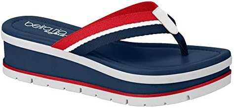 Beira Rio Brazilian Shoes Confort Stylish Platform Flats Sandals Red White Navy Casual Wearing Women Shoes