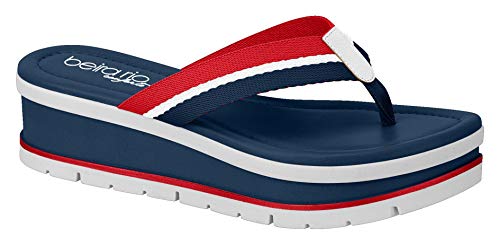 Beira Rio Brazilian Shoes Confort Stylish Platform Flats Sandals Red White Navy Casual Wearing Women Shoes