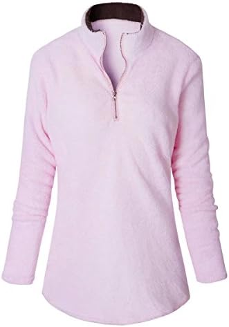 Deasol Women Casual Long Sleeve Mock Neck Half Zip Pullover Sweatshirt Sweater