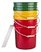 Hudson Exchange Premium 5 Gallon Bucket Pail Container with Easy Peel Lid, Food Grade BPA Free HDPE, Green/Yellow/Red, 3 Pack