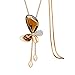 Merdia Long Chain Necklace Butterfly Pendant Sweater Necklace with Synthetic Created Crystals | Butterfly Jewelry | Charm Necklace Chain | Long Pendant Necklace for Women | Women Necklace | Golden Color