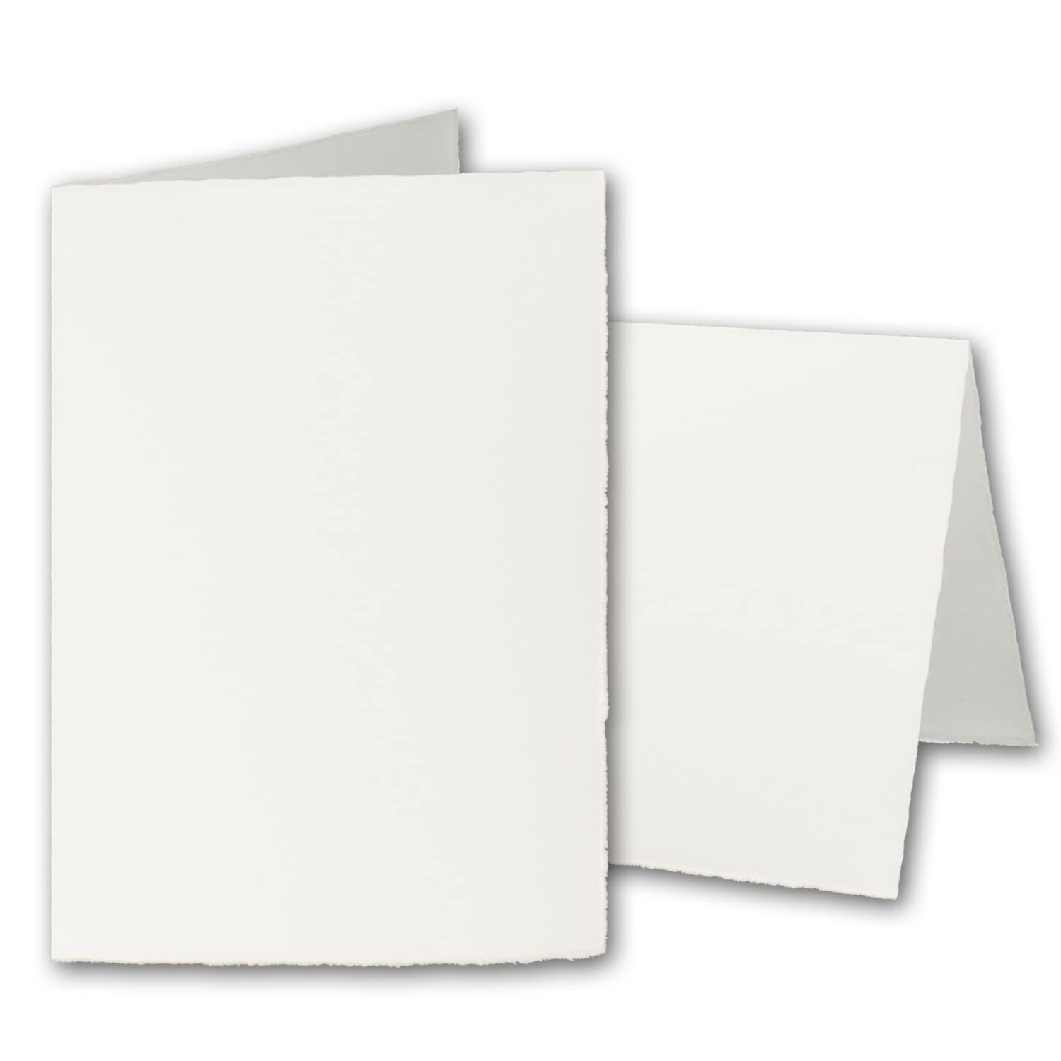 ZERKALL LAID DIN A6 Folded Cards Hochdo Double Parent 25 Karten natural white