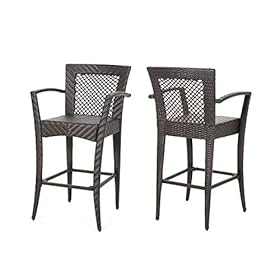 Christopher Knight Home Megan Outdoor 46" Wicker Barstool (Set of 2), Multi Brown Finish 41hjmXhrrhL