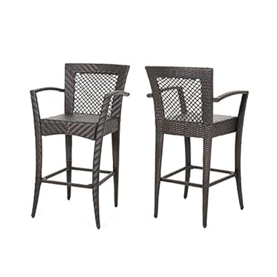 Christopher Knight Home Megan Outdoor 46" Wicker Barstool (Set of 2), Multi Brown Finish 41hjmXhrrhL