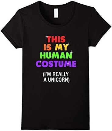 Women's FUNNY REALLY A UNICORN T-SHIRT Halloween Costume XL Black