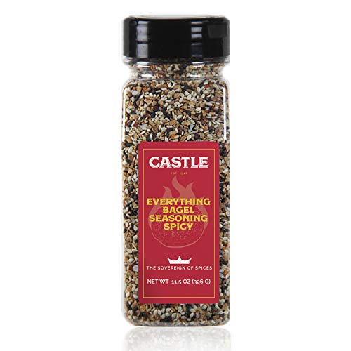 New - Spicy Everything Bagel Seasoning, XL 11.5 oz bottle, Premium Restaurant Quality, Multi Seasoning Shaker with Red Pepper, Sesame, Onion, Garlic, Poppy in Seasoning Spice Blend, Kosher