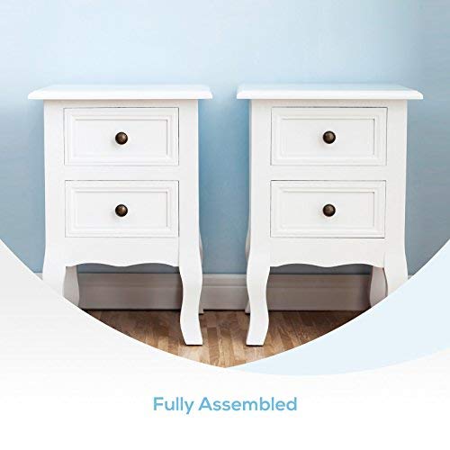 image for Mecor Set of 2 Nightstand Small&Super Cute - Paulownia Wood - Fully As