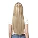 Long U Part Wig Dark Brown Hair Extensions Clip in 24 Inch Straight Synthetic Full Head Hair Pieces for Women SARLA