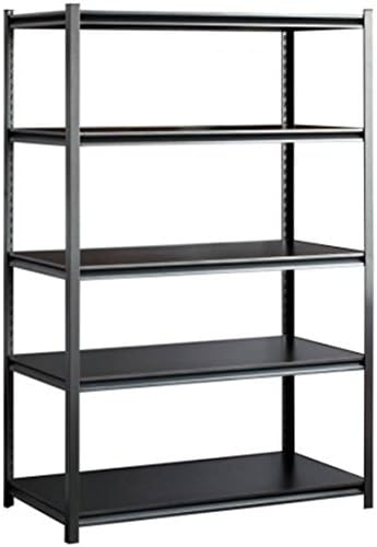 Five Shelf Heavy-Duty Steel Z-beam Construction Black Shelving Unit Organizer