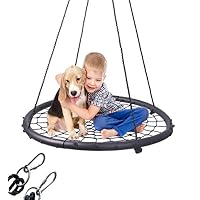LaTazas Extra Large 40" Diameter Kids Web Net Swing Height Adjustable, Easy Installation Tree Swing Set for Playground Outdoor, Including 2 Carabiners Free