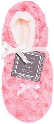 Fuzzy Slipper Socks for Women, Warm Soft Plush Non Skid Socks with Grippers