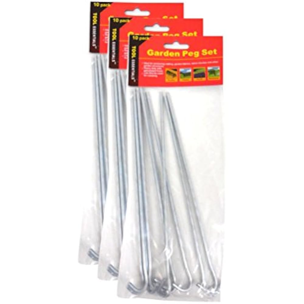 71021 9 Inch 30Piece Galvanized Steel Tent PegsGarden Stakes, Silver