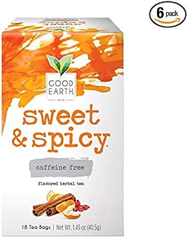 Good Earth Teas Organic Sweet and Spicy Caffeine Free Herbal 18 Tea Bags (8 Pack)