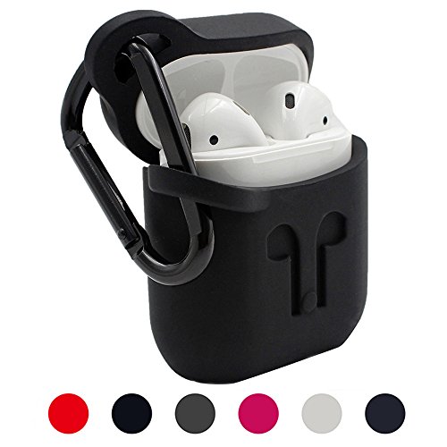 Case for Apple AirPods Protective Silicone Cover With Keychain AND Earphone Sports Anti-lost Strap The Best Airpods Accessories for Apple AirPods Charging Case (Black)