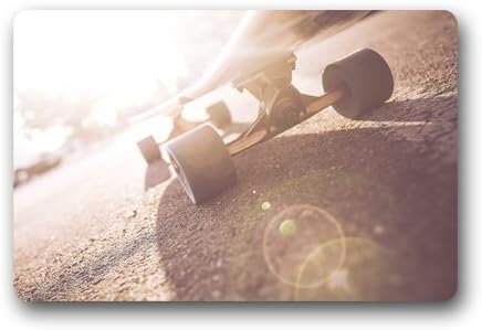 Flipped Summer Longboard Truck &amp; Wheels Close Up Customized Durable Home and Office Non-Slip Mats Doormat 25.6"x 15.7"