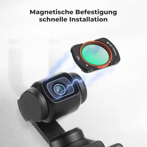 K&F CONCEPT FD161 Magnetic ND Filter Set, Compatible with DJI Osmo Pocket 3/4, Pack of 4, CPL Filter, ND16, ND64, ND512 Filter, Osmo Pocket 3 Accessories, Osmo Pocket 4 Accessories (Aluminium Frame)