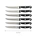 Cooking Light Premium Steak Knife Set of 6 Serrated Edge, Riveted Construction, Ergonomic Handles, Dinner Knives, Black
