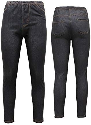 New Ladies Pack OF 2 Stretchy Denim Look Skinny Jeggings Leggings Plus Size 8-26 UK