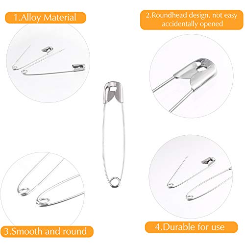 MIAHART 1200 Pcs Safety Pins,1.1 inch Silver Safety Pins Bulk for Home, Office Use, Sewing Pins, Fabric, Fashion, Craft Pins,Competitions and Diaper Pins(with a PP Box) - Thumbnail 3