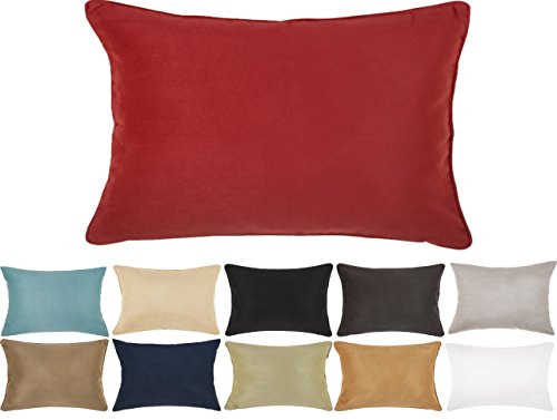 DreamHome 12 X 18 Inches Faux Suede Decorative Lumbar Pillow Cover/Sham (Red)