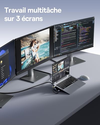 Baseus 12 in 1 HUB Triple Screen 4K HDMI/DP Laptop Docking Station 10Gbps USB A/C Fast Data Transfer PD100W Ethernet TF/SD USB C Docking Station with Windows