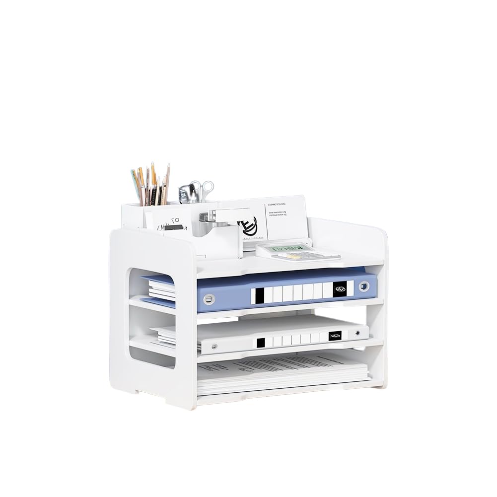 Gohytal Office File Tray, Letter Tray Organiser, A4 Paper Organisers Desk Tidy Organiser, 4 Tier Document/Paper/Letter Tray Organiser for Home Office School Supplies