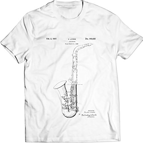 Saxophone Alto Sax Mendini Tuner Tenor Patent T-shirt Mens Gift Idea 100% Cotton (XXL, White)