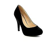 Bella Marie Womens Nine-1 Suede Almond Toe Classic Pumps Stiletto Party Dress Heel