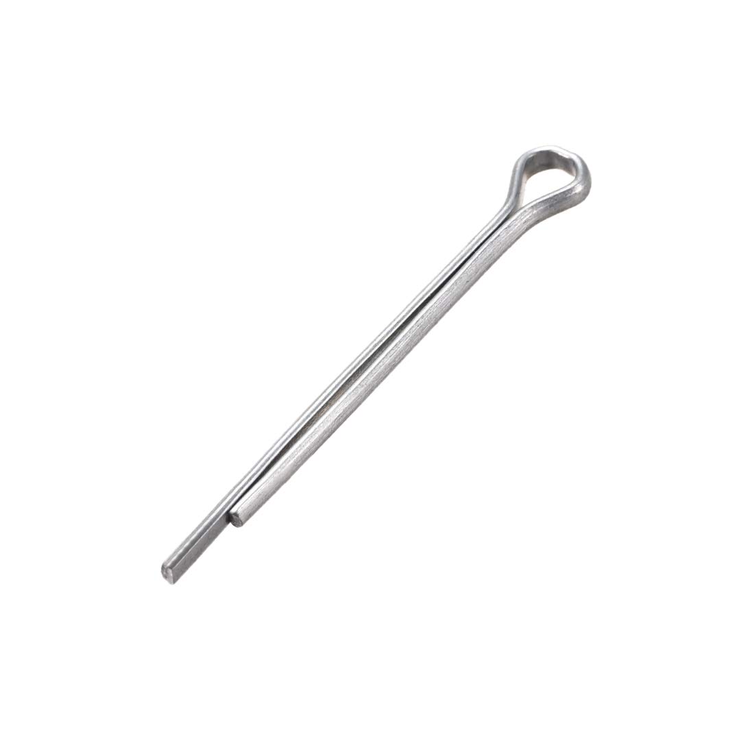 sourcing map Split Cotter Pin - 3/32 inch x 1 3/16 inch (2.5mm x 30mm) Carbon Steel 2-Prongs Silver Tone Fastener Clip Key 50Pcs