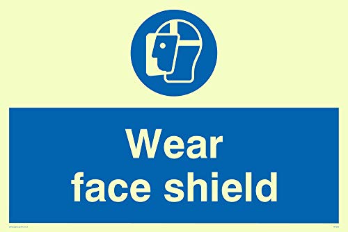 Viking segni mp288-a4l-p Sign "Wear Face Shield, semirigida photo Luminescent plastica, 200 mm altezza x 300 mm larghezza