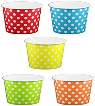 8 oz Ice Cream Cups - Red (Polka Dot Primary Mix)
