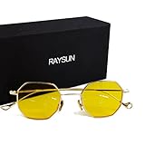 Sunglasses for women RAYSUN Small Metal Frame Asymmetry Temple Unisex Square Oval Non-polarized Sun Glasses
