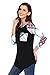 Annflat Women's Casual Striped 3/4 Sleeve Pocket T Shirt Color Block Blouses and Tops Medium Black