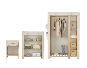 Polycotton And Wood 3 Piece Single Wardrobe Set Wardrobe Shelf
