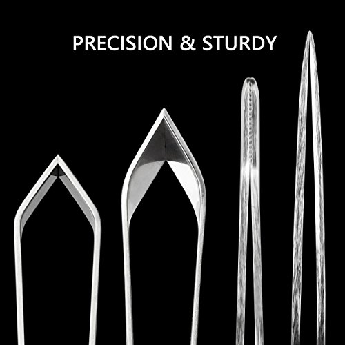 4 Pieces Fish Bone Tweezers Set, Two 4.6" Stainless Steel Tweezer and Two 5.5" Tongs for Cooking Food Design styling. - Thumbnail 2