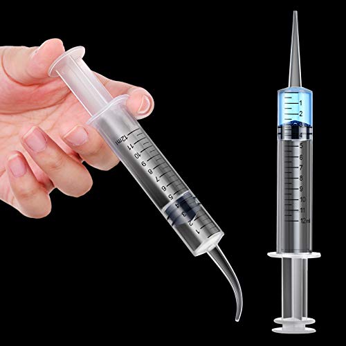 12 ml Plastic Syringes Set, Dental Syringe with Curved Tip and Straight