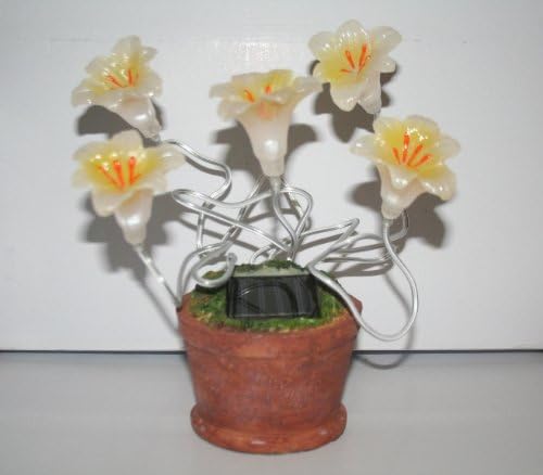 Pacific Solar Flexi 5 Blinking White LEDs Potted Lilies Flower Lights