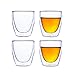 TEASOL 3.4oz Double Wall Glass Cup - Set of 4 - Insulated/thermal and Stylish Drinking Glasses for Coffee, Tea, Espresso, Shots - Keeps Drink Hot or Cold