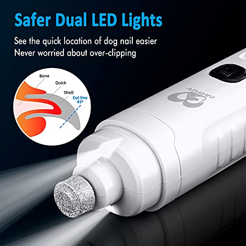 Casfuy Dog Nail Grinder with 2 LED Light for Large Medium Dogs 3X