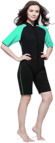 Unisex 2MM Neoprene Wetsuit Short One Piece Swimming Free Scuba Diving Surfing Wetsuit (Women Blue, M)