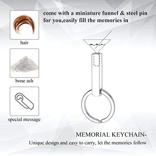 Personalized Master Free Engraving Custom Stainless Steel Vertical Cuboid Spuare Cube Bar Urn Necklace/Keychain Key Ring for Ashes Keepsake Memorial Cremation Jewelry+Funnel Kit+Gift Box - Thumbnail 5