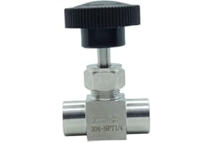 CDQBWKJGFJ 1 Piece Stainless Steel 304 Instrument Gas Needle Valve 1/4" NPT Female x 1/4 NPT Female