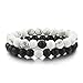 Couples Bracelets,Natural Stone Bead Bracelets-8mm Healing Balancing Beads Men Women Long Distance Bracelets for Him Her Friends at Birthday Valentine(2pcs/ Strong Elastic)