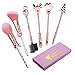 Christmas Wand Makeup Brush Set - 6pcs Wand Makeup Brushes with Christmas Cartoon Handle for Blush, Foundation, Eyebrow, Eyeshadow, and Lips, Prefect Christmas Gift for Sister