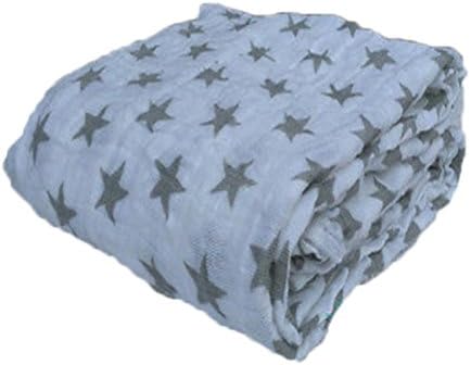 Gobrilliant Baby Unisex Soft Swaddle Blanket Baby Muslin Blanket Wrap 47"47" 100% Cotton (Grey star)