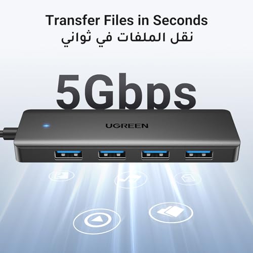 UGREEN USB Hub 3.0 4 Ports Multiport Adapter Ultra Slim Data Hub USB A Splitter Extension for Laptop, Desktop PC, Xbox, PS5, Mouse, Keyboard, Flash Drive, U Disk, Printer [Charging Not Supported]