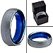 Charming Jewelers Tungsten Wedding Band Ring 6mm for Men Women Comfort Fit Blue Round Domed Brushed