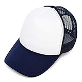 Two Tone Trucker Cap in Navy Blue and White Hat