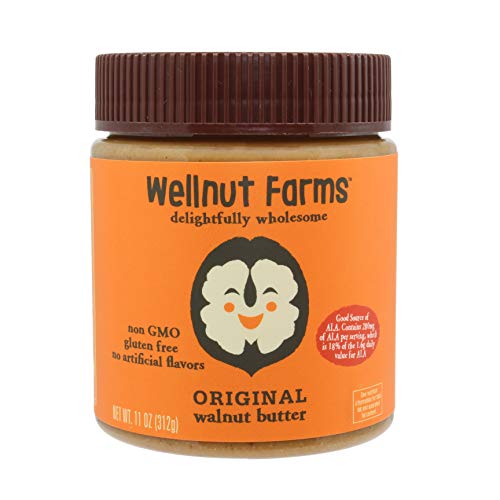 Wellnut Farms Rich and Creamy Non GMO Walnut Butter with Omega 3, Original, 11 Ounce